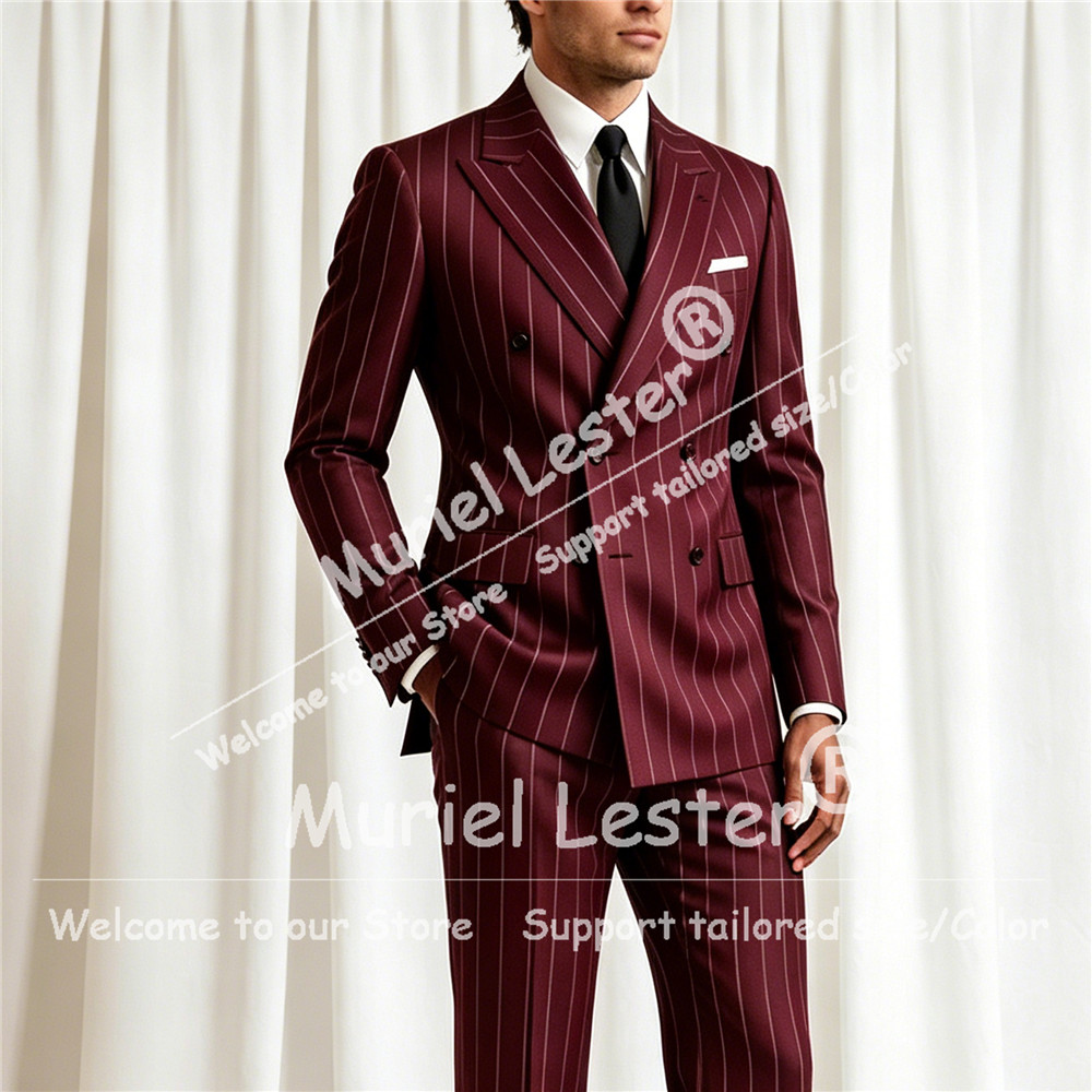Men'S Formal Wear - Elegant Stripes Suit Men 2 Piece