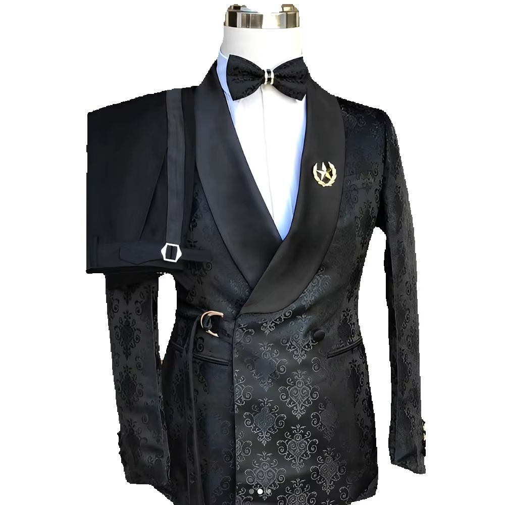 Black Pattern Men's Suit 2-pie - Men Formal Wear Wedding 评论和价格
