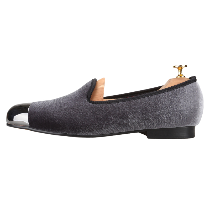 Piergitar Gray Velvet Slip-On  - Men'S Formal Wear Slippers 评论和价格