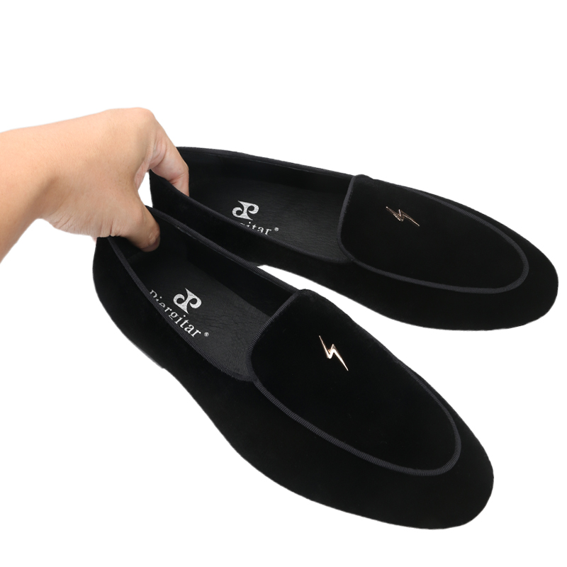 Piergitar Black Color Velvet M - Men'S Formal Wear Slippers 评论和价格