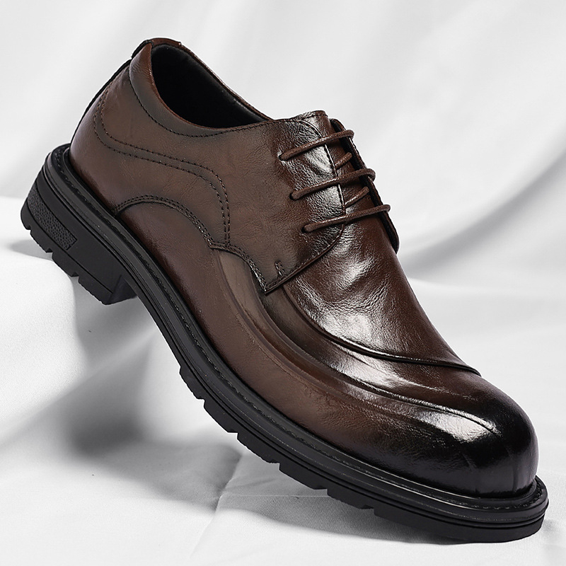 Brown Burnished Genuine Leathe - Men Formal Wear Wedding 评论和价格