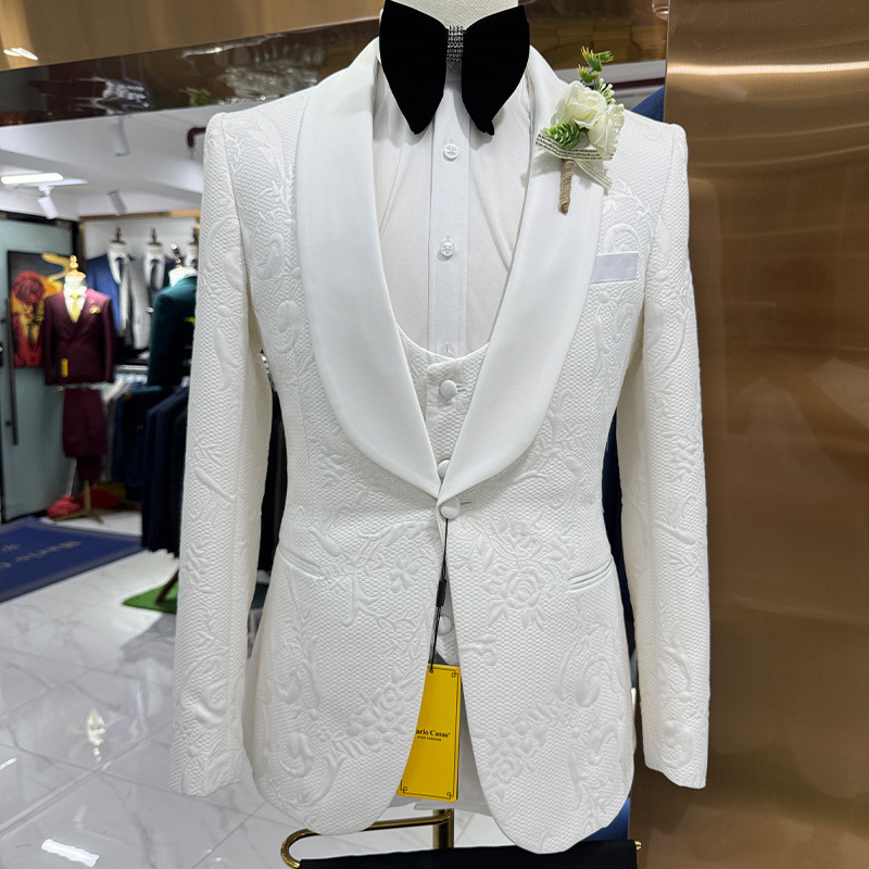 Men Wedding Suit White 3 Piece - Men Formal Wear Wedding 评论和价格
