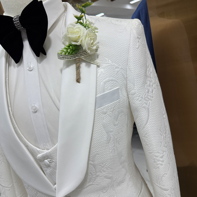 Men Wedding Suit White 3 Piece - Men Formal Wear Wedding 评论和价格