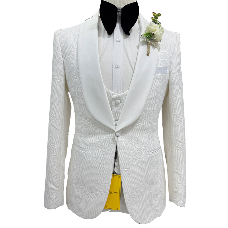 Men Wedding Suit White 3 Piece - Men Formal Wear Wedding 评论和价格