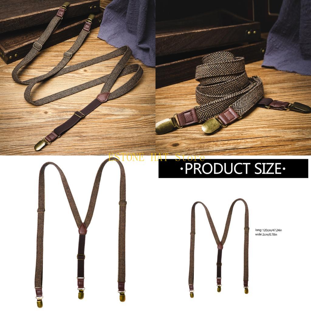 49MF 3 Clip Men Suspenders Ela - Men'S Formal Wear With Suspenders 评论和价格