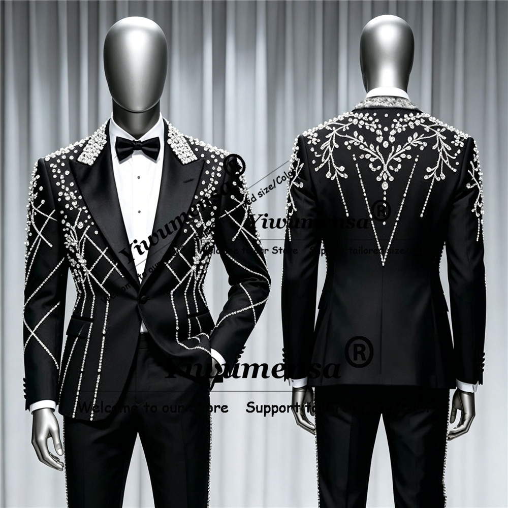 Male Fashion Diamond Beaded Su - Men'S Formal Wear Attire 评论和价格