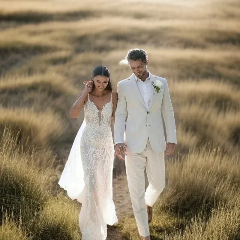 Linen Wedding Tuxedo For Men S - Men'S Formal Wear Attire 评论和价格
