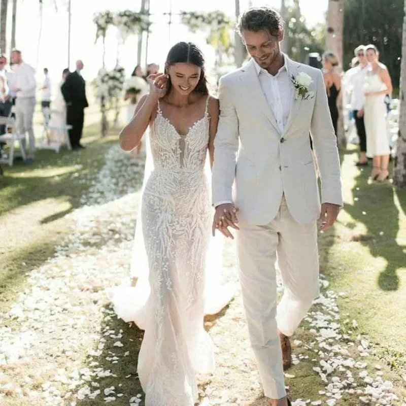 Linen Wedding Tuxedo For Men S - Men'S Formal Wear Attire 评论和价格