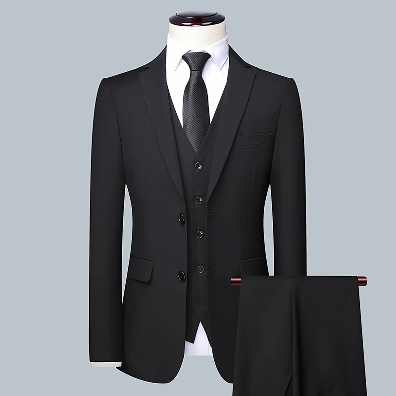 Men's Solid Color Business Sui - Men Formal Wear Wedding 评论和价格