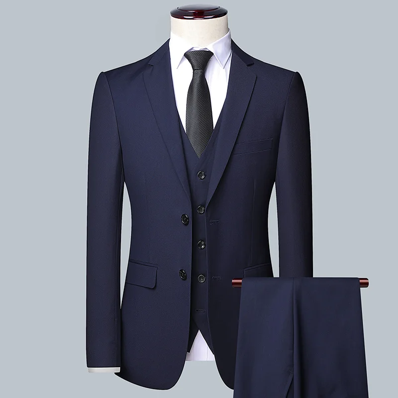 Men's Solid Color Business Sui - Men Formal Wear Wedding 评论和价格