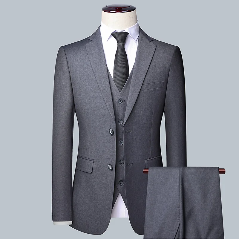 Men's Solid Color Business Sui - Men Formal Wear Wedding 评论和价格