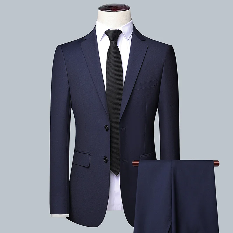 Men's Solid Color Business Sui - Men Formal Wear Wedding 评论和价格