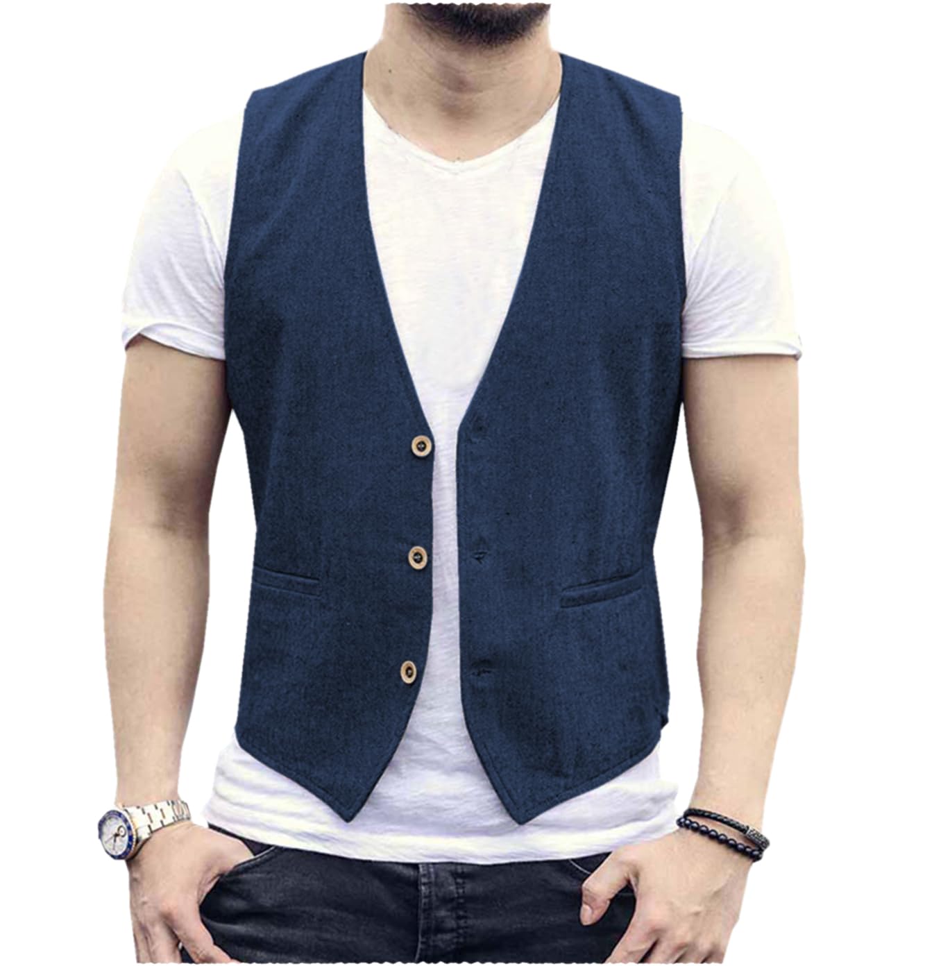 Linen Men Vest Wedding Groom S - Men Formal Wear Wedding 评论和价格