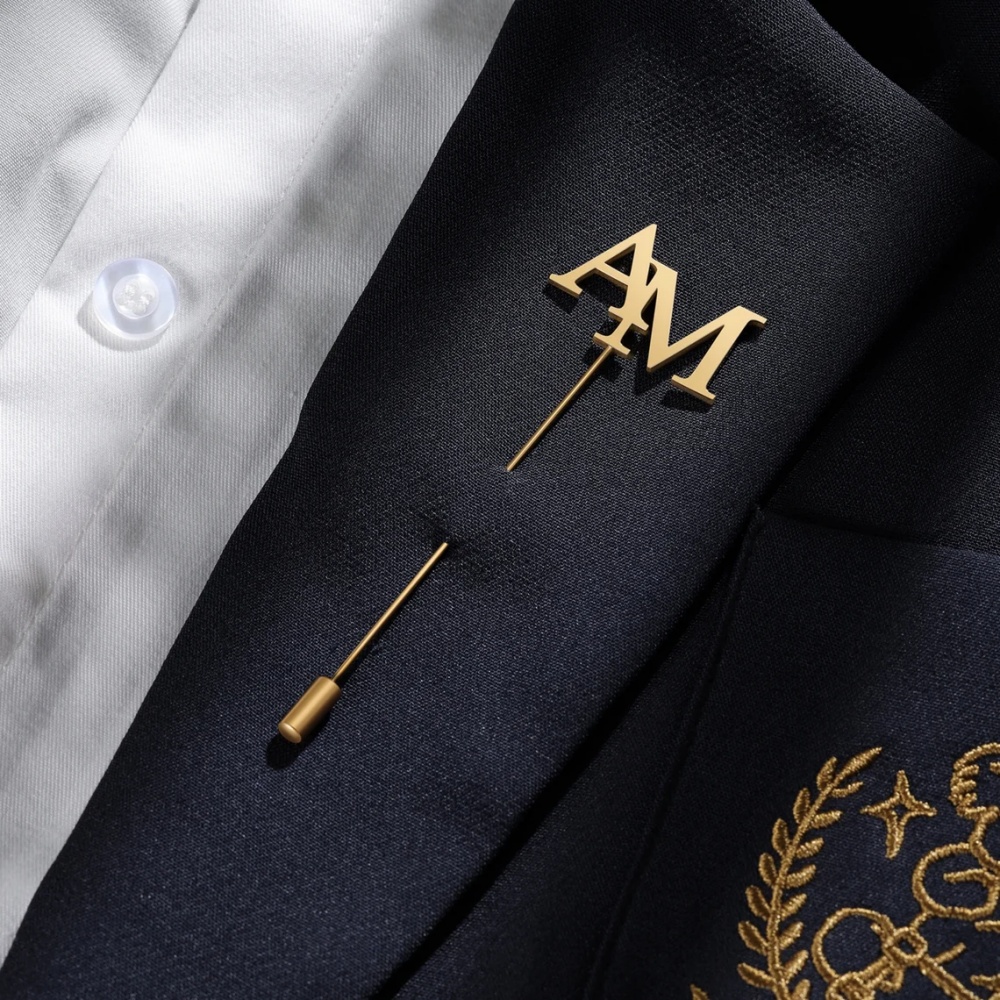 Custom Initials Brooch Men Sta - Tuxedo Lapel Pin 评论和价格