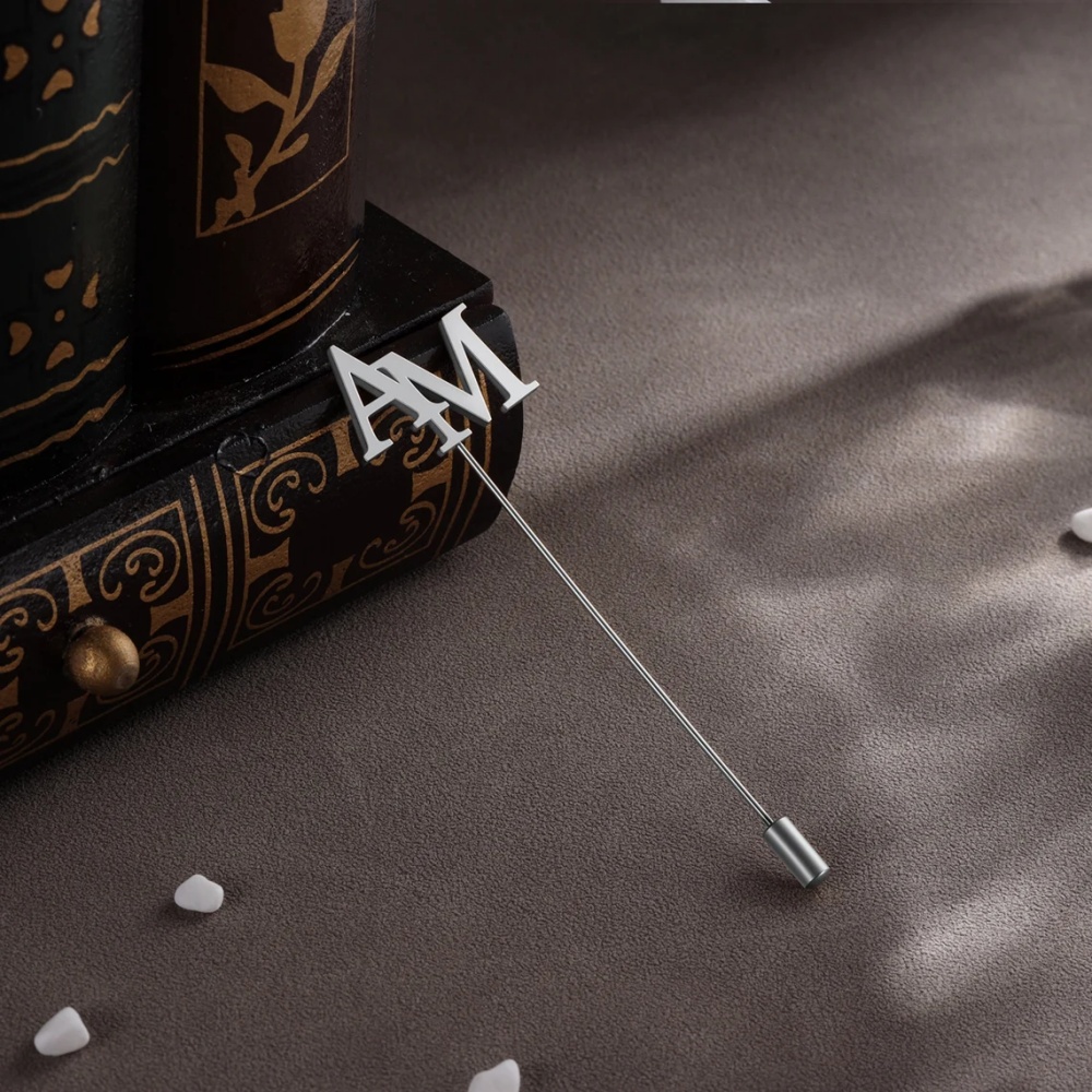 Custom Initials Brooch Men Sta - Tuxedo Lapel Pin 评论和价格