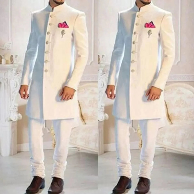 Fashion Design White Stand Col - Men'S Formal Ethnic Wear 评论和价格